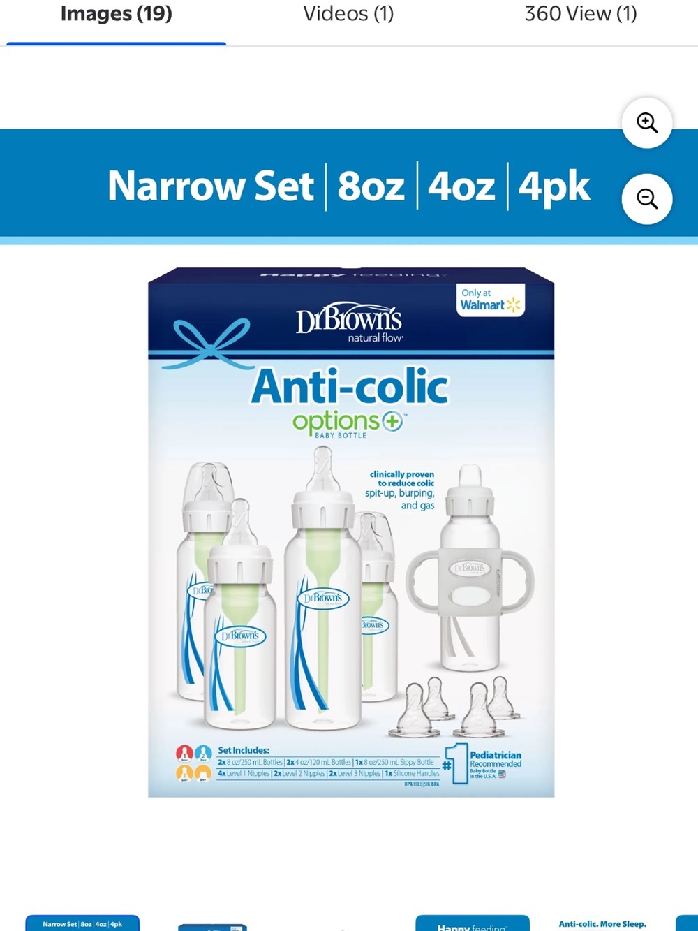 Dr. Brown's Anti-Colic Options+ Baby Bottle Set - White/Blue